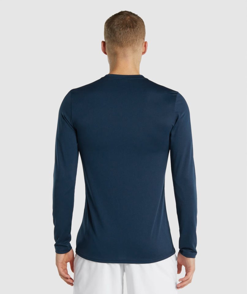 Men's Gymshark Arrival Long Sleeve T-Shirts Navy | NZ 0DICJU